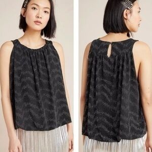 Anthropologie Carly Textured Top Sleeveless Black